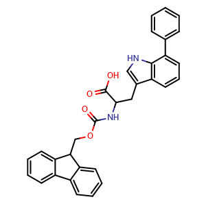 Chemical structure of N-Fmoc-7-phenyl-DL-tryptophan , AChemBlock AD291357