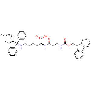 Chemical structure of Fmoc-β-Ala-Lys(Mtt)-OH , AChemBlock AD291361