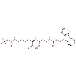 Chemical structure of Fmoc-β-Ala-D-Lys(Boc)-OH , AChemBlock AD291362