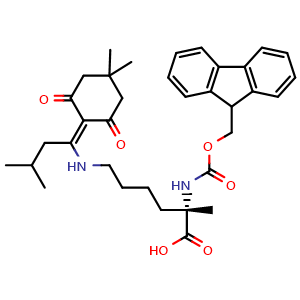 Chemical structure of Fmoc-alpha-Me-Lys(ivdde)-OH , AChemBlock AD291367