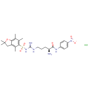 Chemical structure of H-Arg(Pbf)-pNA.HCl , AChemBlock AD291368