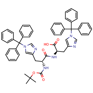 Chemical structure of Boc-His(Trt)-His(Trt)-OH , AChemBlock AD291369