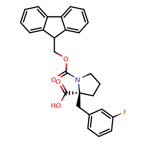 Chemical structure of Fmoc-(S)-α-(3-fluoro-benzyl)-proline , AChemBlock AD291373