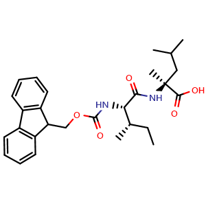 Chemical structure of Fmoc-IIe-α-Me-Leu-OH , AChemBlock AD291382