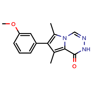 Chemical structure of 7-(3-Methoxyphenyl)-6,8-dimethylpyrrolo[1,2-d][1,2,4]triazin-1(2H)-one , AChemBlock AD291408