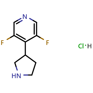 Chemical structure of 3,5-Difluoro-4-(pyrrolidin-3-yl)pyridine hydrochloride , AChemBlock AD291410