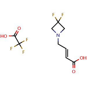 Chemical structure of (E)-4-(3,3-difluoroazetidin-1-yl)but-2-enoic acid compound with 2,2,2-trifluoroacetic acid (1:1) , AChemBlock AD291415