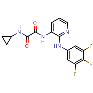 Chemical structure of N1-cyclopropyl-N2-(2-((3,4,5-trifluorophenyl)amino)pyridin-3-yl)oxalamide , AChemBlock AD291425