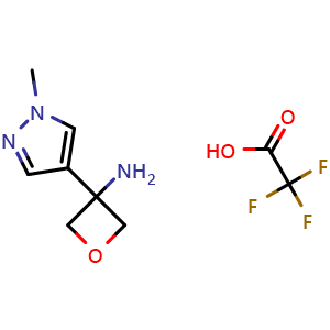 Chemical structure of 3-(1-Methyl-1H-pyrazol-4-yl)oxetan-3-amine 2,2,2-trifluoroacetic acid , AChemBlock AD291428