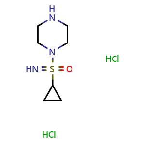 Chemical structure of [Cyclopropyl(piperazin-1-yl)imino-lambda6-sulfanyl]one dihydrochloride , AChemBlock AD291438