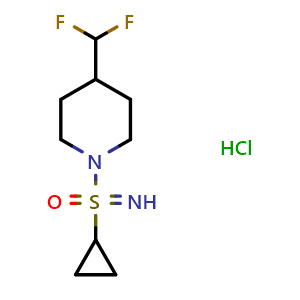 Chemical structure of {Cyclopropyl[4-(difluoromethyl)piperidin-1-yl]imino-lambda6-sulfanyl}one hydrochloride , AChemBlock AD291442