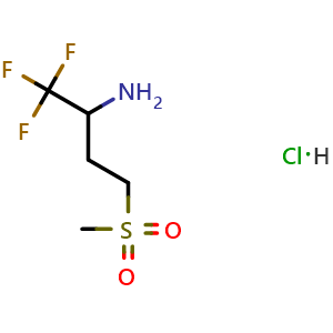Chemical structure of 1,1,1-Trifluoro-4-methanesulfonylbutan-2-amine hydrochloride , AChemBlock AD291445