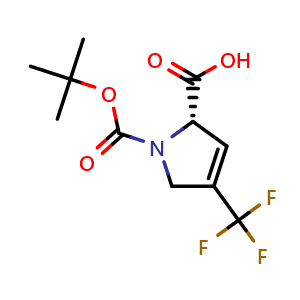Chemical structure of (2S)-1-[(Tert-butoxy)carbonyl]-4-(trifluoromethyl)-2,5-dihydro-1H-pyrrole-2-carboxylic acid , AChemBlock AD291446
