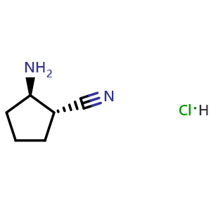 Chemical structure of (1R,2R)-2-Aminocyclopentane-1-carbonitrile hydrochloride , AChemBlock AD291452
