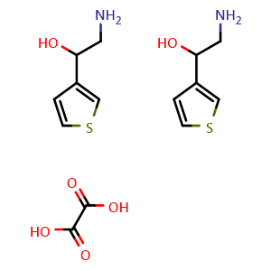 Chemical structure of bis(2-amino-1-(thiophen-3-yl)ethan-1-ol); oxalic acid , AChemBlock AD291458