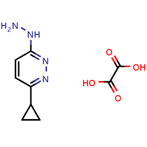 Chemical structure of 3-cyclopropyl-6-hydrazinylpyridazine; oxalic acid , AChemBlock AD291459