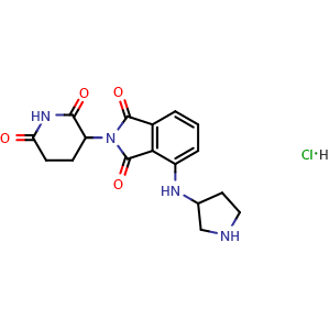Chemical structure of 2-(2,6-Dioxopiperidin-3-yl)-4-[(pyrrolidin-3-yl)amino]-2,3-dihydro-1H-isoindole-1,3-dione hydrochloride , AChemBlock AD291465