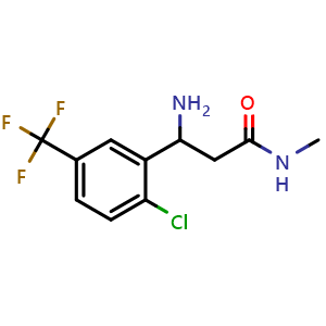 Chemical structure of 3-Amino-3-(2-chloro-5-(trifluoromethyl)phenyl)-N-methylpropanamide , AChemBlock AD291469