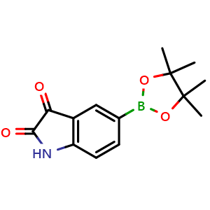 Chemical structure of 2,3-Dioxoindolin-5-ylboronic acid pinacol ester , AChemBlock AD291475