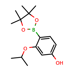 Chemical structure of 3-Isopropoxy-4-(4,4,5,5-tetramethyl-1,3,2-dioxaborolan-2-yl)phenol , AChemBlock AD291484