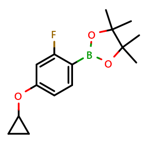 Chemical structure of 2-(4-Cyclopropoxy-2-fluorophenyl)-4,4,5,5-tetramethyl-1,3,2-dioxaborolane , AChemBlock AD291486