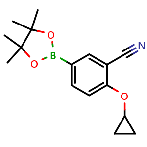 Chemical structure of 2-Cyclopropoxy-5-(4,4,5,5-tetramethyl-1,3,2-dioxaborolan-2-yl)benzonitrile , AChemBlock AD291487