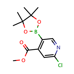Chemical structure of Methyl 2-chloro-5-(4,4,5,5-tetramethyl-1,3,2-dioxaborolan-2-yl)isonicotinate , AChemBlock AD291490