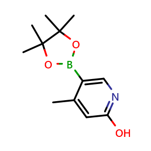Chemical structure of 4-Methyl-5-(4,4,5,5-tetramethyl-1,3,2-dioxaborolan-2-yl)pyridin-2-ol , AChemBlock AD291491