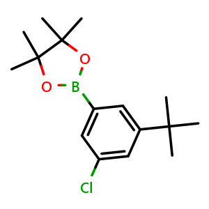 Chemical structure of 2-(3-tert-Butyl-5-chlorophenyl)-4,4,5,5-tetramethyl-1,3,2-dioxaborolane , AChemBlock AD291508
