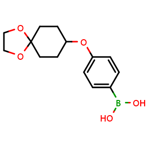 Chemical structure of (4-((1,4-Dioxaspiro[4.5]decan-8-yl)oxy)phenyl)boronic acid , AChemBlock AD291514