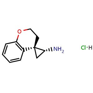 Chemical structure of Cis-2,3-dihydrospiro[1-benzopyran-4,1''-cyclopropane]-3''-amine hydrochloride , AChemBlock AD291523