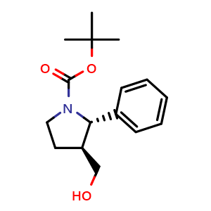 Chemical structure of trans-tert-Butyl-3-(hydroxymethyl)-2-phenylpyrrolidine-1-carboxylate , AChemBlock AD291527