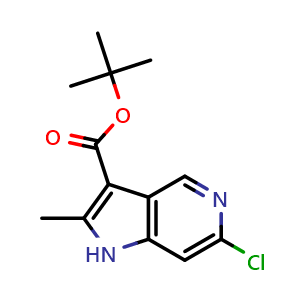 Chemical structure of tert-Butyl 6-chloro-2-methyl-1H-pyrrolo[3,2-c]pyridine-3-carboxylate , AChemBlock AD291530