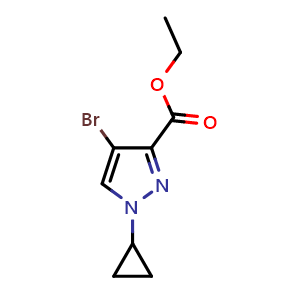 Chemical structure of Ethyl 4-bromo-1-cyclopropyl-pyrazole-3-carboxylate , AChemBlock AD291537