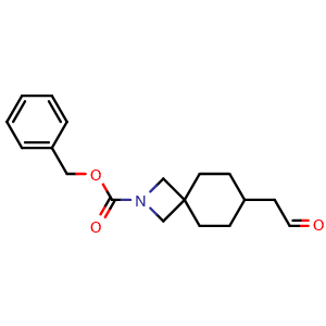 Chemical structure of Benzyl 7-(2-oxoethyl)-2-azaspiro[3.5]nonane-2-carboxylate , AChemBlock AD291538