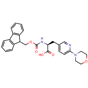 Chemical structure of (2S)-2-(9H-Fluoren-9-ylmethoxycarbonylamino)-3-(6-morpholino-3-pyridyl)propanoic acid , AChemBlock AD291540