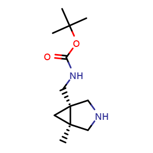 Chemical structure of tert-Butyl N-[[cis-5-methyl-3-azabicyclo[3.1.0]hexan-1-yl]methyl]carbamate , AChemBlock AD291541