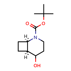 Chemical structure of tert-Butyl cis-5-hydroxy-2-azabicyclo[4.2.0]octane-2-carboxylate , AChemBlock AD291543