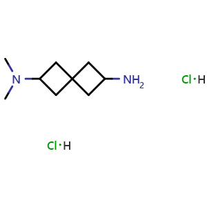 Chemical structure of N2,N2-Dimethylspiro[3.3]heptane-2,6-diamine dihydrochloride , AChemBlock AD291546