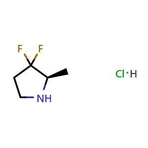 Chemical structure of (2R)-3,3-Difluoro-2-methyl-pyrrolidine hydrochloride , AChemBlock AD291547