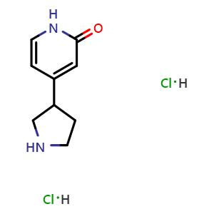 Chemical structure of 4-Pyrrolidin-3-yl-1H-pyridin-2-one dihydrochloride , AChemBlock AD291548