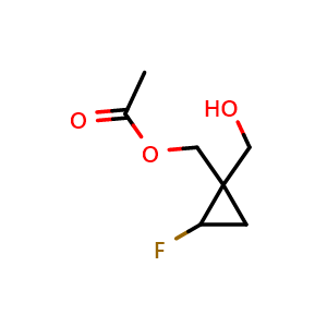 Chemical structure of [2-Fluoro-1-(hydroxymethyl)cyclopropyl]methyl acetate , AChemBlock AD291553