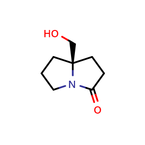 Chemical structure of (8R)-8-(Hydroxymethyl)-2,5,6,7-tetrahydro-1H-pyrrolizin-3-one , AChemBlock AD291555