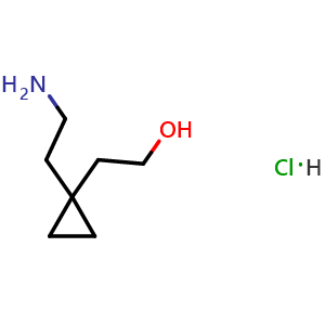 Chemical structure of 2-[1-(2-Aminoethyl)cyclopropyl]ethanol hydrochloride , AChemBlock AD291557