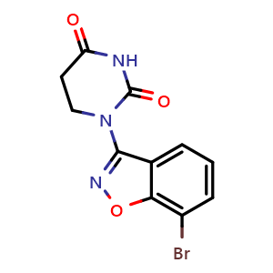 Chemical structure of 1-(7-Bromo-1,2-benzoxazol-3-yl)-1,3-diazinane-2,4-dione , AChemBlock AD291565