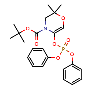 Chemical structure of tert-Butyl 5-diphenoxyphosphoryloxy-2,2-dimethyl-3H-1,4-oxazine-4-carboxylate , AChemBlock AD291567