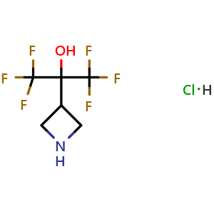 Chemical structure of 2-(Azetidin-3-yl)-1,1,1,3,3,3-hexafluoro-propan-2-ol hydrochloride , AChemBlock AD291578