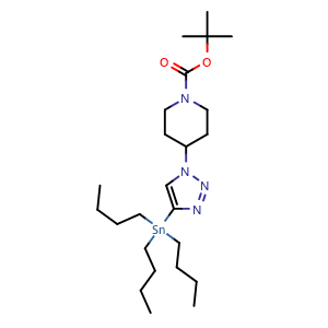 Chemical structure of tert-Butyl 4-(4-tributylstannyltriazol-1-yl)piperidine-1-carboxylate , AChemBlock AD291581