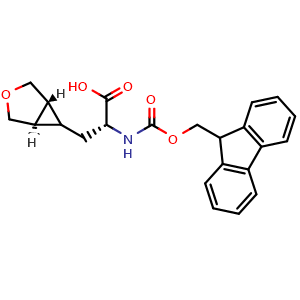 Chemical structure of (2R)-2-(9H-Fluoren-9-ylmethoxycarbonylamino)-3-[trans-3-oxabicyclo[3.1.0]hexan-6-yl]propanoic acid , AChemBlock AD291583