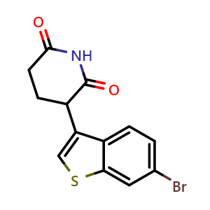 Chemical structure of 3-(6-Bromobenzothiophen-3-yl)piperidine-2,6-dione , AChemBlock AD291587